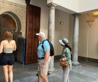 American visitors in Alcazar Palace in Cordoba