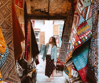 An American tourist visiting the Medina of Fez